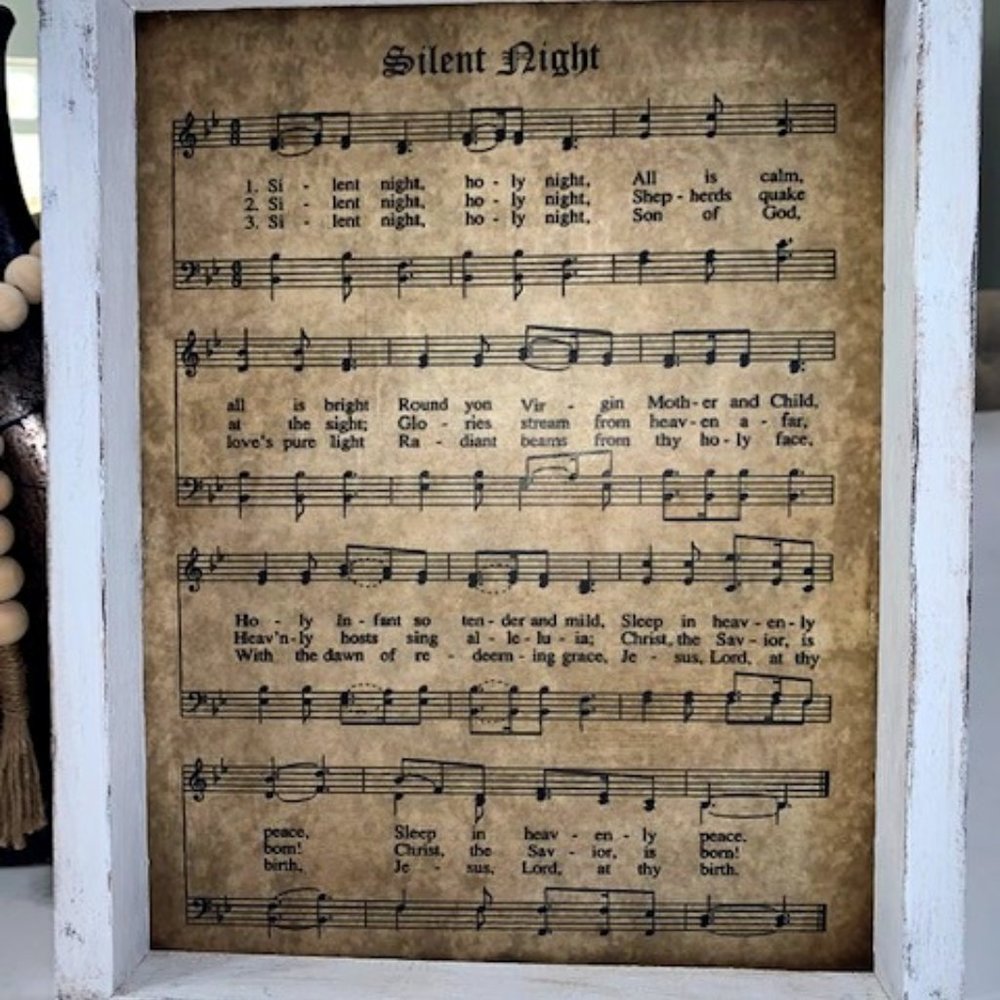 Framed Hymns //Silent Night // Hymn Décor